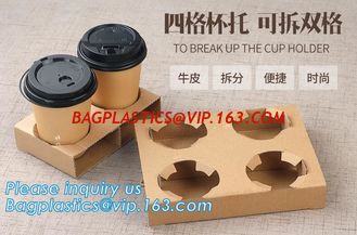 China Cardboard paper coffee cup holder carrier,2 pack coffee cup drink paper carriers,Brown paper coffee cup drink carriers w supplier