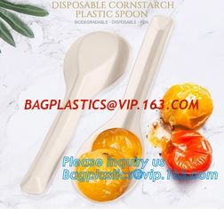 China 6 inch Tea/Soup/ice cream/tasting spoons Eco-friendly tableware corn starch spoons Disposable yogurt spoons bagease pack supplier
