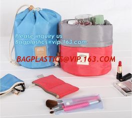 China waterproof big container cylinder cosmetic make up bag with 3 mini bags, cosmetic bag, make up bag, bagplastics bagease supplier
