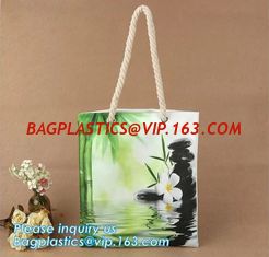 China Cotton handle bag shopping tote bag with custom printing,waxed standard size 12oz organic blank rope handle cotton canva supplier