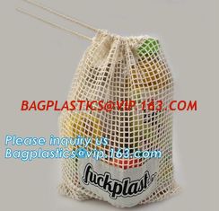 China Factory wholesale reusable long handle cotton net produce bag,cotton net shopping bags for vegetables fruits bagease supplier