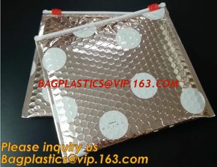 China Factory Shiny Rose Gold Silver Cosmetic Zipper Bubble Bag Self Adhesive Plastic Pe Material Mailer Zip Lock Padded Bag, supplier