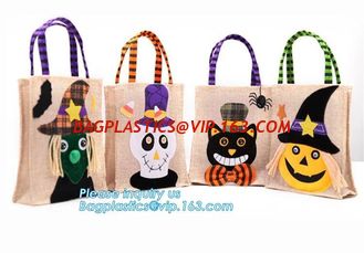 China eco-friendly portable halloween linen tote jute bag with logo custom, ester, wedding, burthday, party, grand event happy supplier
