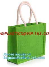 China Natural Burlap Tote Shopping Bags Reusable Jute Bags with Full Gusset with Handles Laminated Interior tote shopper pack supplier
