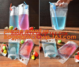 China Juice Drink Pouches Heavy Duty Hand-held Reclosable Zipper bags Stand-up Heat-proof Plastic Pouches with straw pouch sac supplier