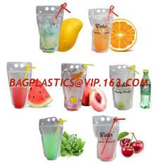 China biodegradable eco-friendly FDA clear juice sealed drink pouches translucent reclosable hand held zipper plastic drinking supplier