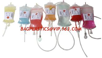 China Vampire blood bags beverage bag fruit juice drink packaging bag,Halloween Party For Blood Energy Drink Bag Dual Port IV supplier