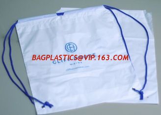 China Biodegradable drawstring laundry poly bag with printing,Logo Printed Poly Drawstring Hotel/Travel Laundry Plastic bag supplier