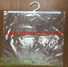 China self adhesive zipper hanger hook plastic bags for garment,Type hanger hook plastic bag,zipper bag manufacturers,Hook Zip supplier