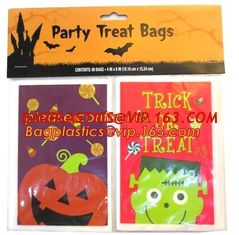 China Halloween CPP plastic Cello Treat Bag with black twist ties,Pumpkin Bag Kids Candy Bag For Children Handhold bag Festiva supplier
