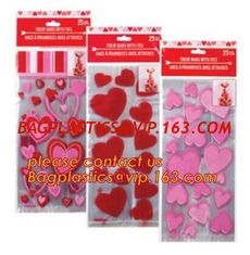 China Decorative Candy Cello Bag Valentine's Day Clear Plastic Treat Bag,valentine's day Promotion gift colorful heart silicon supplier