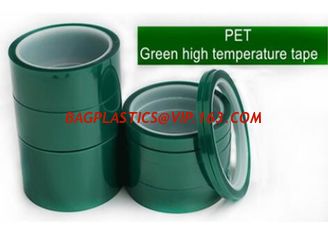 China Green Polyester Silicone Adhesive Electroplating Tape Heat Resistant PET Powder Coating Tape Green Masking Tape bagplast supplier
