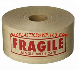 China Reinforced Water Activated Custom Printed Kraft Paper Gummed Tape,Conventional Brown/White Kraft Paper Filament Sticker supplier