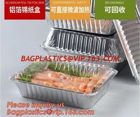 China Food grade aluminium foil container/ carryout lunch box/tray with Cardboard Lid,airline foil food container bagplastics supplier