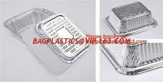 China Custom Printing Logo Disposable Rectangular Aluminum Foil Food Takeaway Container with paper lid,Disposable Durable Alum supplier