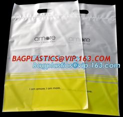 China Custom printed die cut handle plastic bags manufacturer 12 x 15 inch light green promotional recycle grocery shopping ba supplier