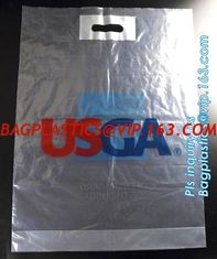 China 100% oxo biodegradable printed die cut handle plastic clothes bag and 50 micron clothes plastic carry packaging bag logo supplier