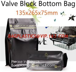 China Matte Reusable ziplock Square Box Flat Bottom Aluminum Foil Lined Kraft Paper Bag With Window supplier