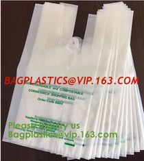 China BIODEGRADABLE PVA PLASTIC WATER SOLUBLE VEST HANDLES BAG, COMPOSTALE PLA+PBAT CORN STARCH POTATOES STARCH ECO FIRNEDLY supplier