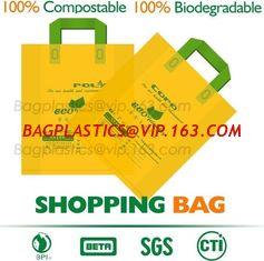 China 100% Compostable Shopper, Biodegradable handle handy Carrier Eco Bio starch plant Biodegradable T-Shirt Bags With Logo supplier