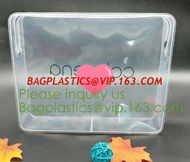 China nylon zipper pvc bag Promotional Customize Logo print Transparent PVC plastic clear cosmetic bag with non-woven zipper supplier