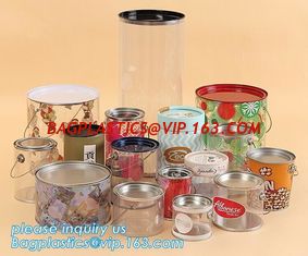 China OEM ODM Accepted 680ml Plastic PET Clear Round Can For Mint Storage,Clear 1 gallon PET paint can &amp; lid with metal handle supplier