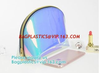 China Custom Laser holographic hologram sewing pvc bag pvc cosmetic makeup bag,Women's Metallic Silver Iridescent Holographic supplier