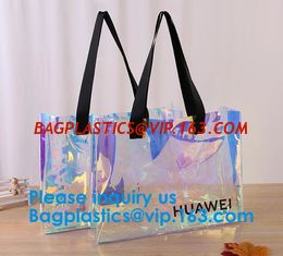 China Women Summer Beach Bag Vinyl PVC Transparent Small Tote Handbags Shopping Shoulder Bags supplier