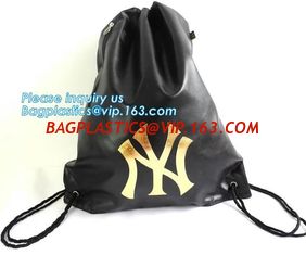 China Custom Name Stamping PU Leather Drawstring Bag With Handle Waterproof Promotional Black Drawstring Bag Promotional Detai supplier