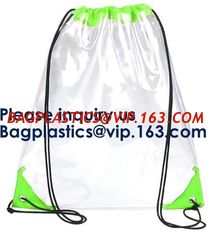 China PVC Drawstring Bag Backpack With Solid Bottom Promotional Custom 210D Transparent PVC Clear Drawstring Backpack Bags supplier