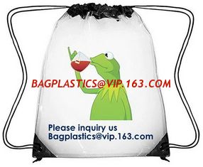 China Custom Made PVC Transparent Drawstring Bag For Sports Cloth,Sport Promotional Clear Pvc Beach Shoe Bag Clear Drawstring supplier