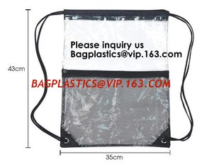 China OEM Design Promotion PVC Drawstring GYM Bag,Clear PVC Drawstring Bag With Gold String Promotional Reflective Plastic PVC supplier