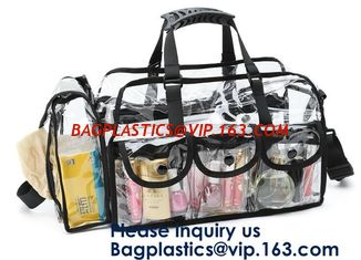 China Professional Clear Makeup Cosmetic Bag PVC Carry Bag With 7 Extra Magnet Pockets And Detachable Shoulder Strap supplier