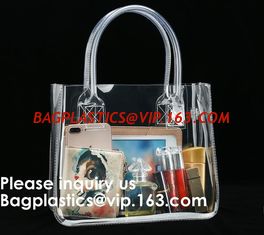China Thick Clear PVC Handbag With Tube Handles,Cosmetic/ Makeup/ Toiletry Clear PVC Travel Wash Bag with handle, Bagease supplier