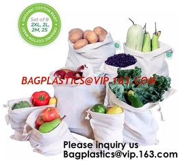 China Custom Personalised Logo Vegetable &amp; Fruits Reusable Mesh Cotton Bags Pure Cotton 100% Organic Mesh Net Muslin Cotton Ba supplier