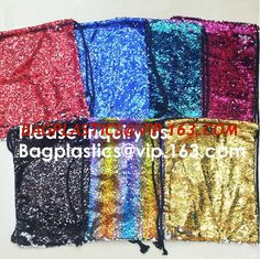 China Customized Sublimation Sequins Drawstring Bag Black And White Backpack Bag,Reversible Bling Customized Sequin Drawstring supplier