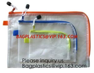 China PP Mesh Zipper Bag Moisture Proof File Folder,Double opening data pp zipper office file bag,A5 file folder printed zippe supplier