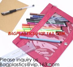 China Stationery products Pencil Pouch Pvc Portable Pencil Case For Students,3 Ring Binder Zippered Pencil Pouches with Clear supplier