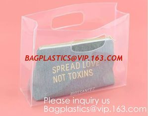 China Promotion Transparent Clear Shopping Pvc Bag With Custom Print Nylon &amp; PVC Material Combined Custom Tote Bag Shopping Ba supplier