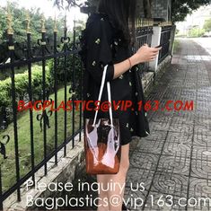 China Cheap Promotional Ecofriendly Reusable Clear Pvc Mesh Tote Reusable Shopping Bag,Shoulder Transparent Shopping Bag pack supplier
