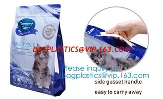 China 5 kg dog food handle bag Aluminum Foil Side Gusset Quad Sealed Dog Food Bag Stand Up Pet Feed Pouches Large PET FOOD PAC supplier