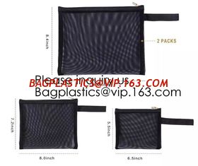 China Zipper Mesh Bags, Pack of 4 (S/M/L &amp; Pencil Pouch), Beauty Makeup Cosmetic Accessories Organizer, Travel Toiletry Kit Se supplier