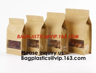 China Kraft Bags With Window, Resealable Large Kraft k Food Storage Bags,Storing Food,Nuts,Seeds,Beans,Tea Leaves, Coffe supplier