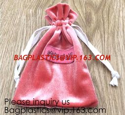 China Velvet Cloth Drawstring Pouches Handy Gifts Jewelry Bags,Cream Drawstrings Velvet Bags for Jewelry, Gift, Wedding Favors supplier