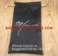 China Black Satin Drawstring Bag With Gold Printing And Ribbon, Various Color Thick Matt Satin Dust Bag,Small Silver Satin Dra supplier