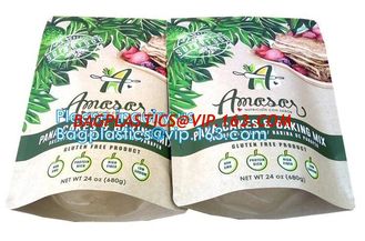 China Biodegradale Compostable Packaging Roll Film Slide Zipper Garment Bag Food Packing Bag 3 side seal bag Kraft Paper Bag supplier