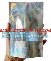 China Bagease pack Recloseable Transparent Front Holographic Stand Up Pouch / Plastic Cosmetic Bag / Nail Polish Packaging supplier