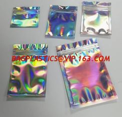 China Bagease pack Holographic Film Resealable Zipper Bag Grip Seal Laminated Plastic Bag Shiny Cosmetic packaging jewelry supplier