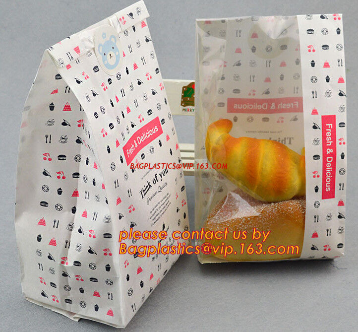 Bakery Bread Sandwich Donut Packaging Food Grade Kraft Paper Bag With Clear Window Custom Printing Disaposable Food