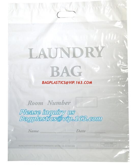 dry cleaning laundry wash bag with die cut handle, Biodegradable Compostable Hotel Plastic